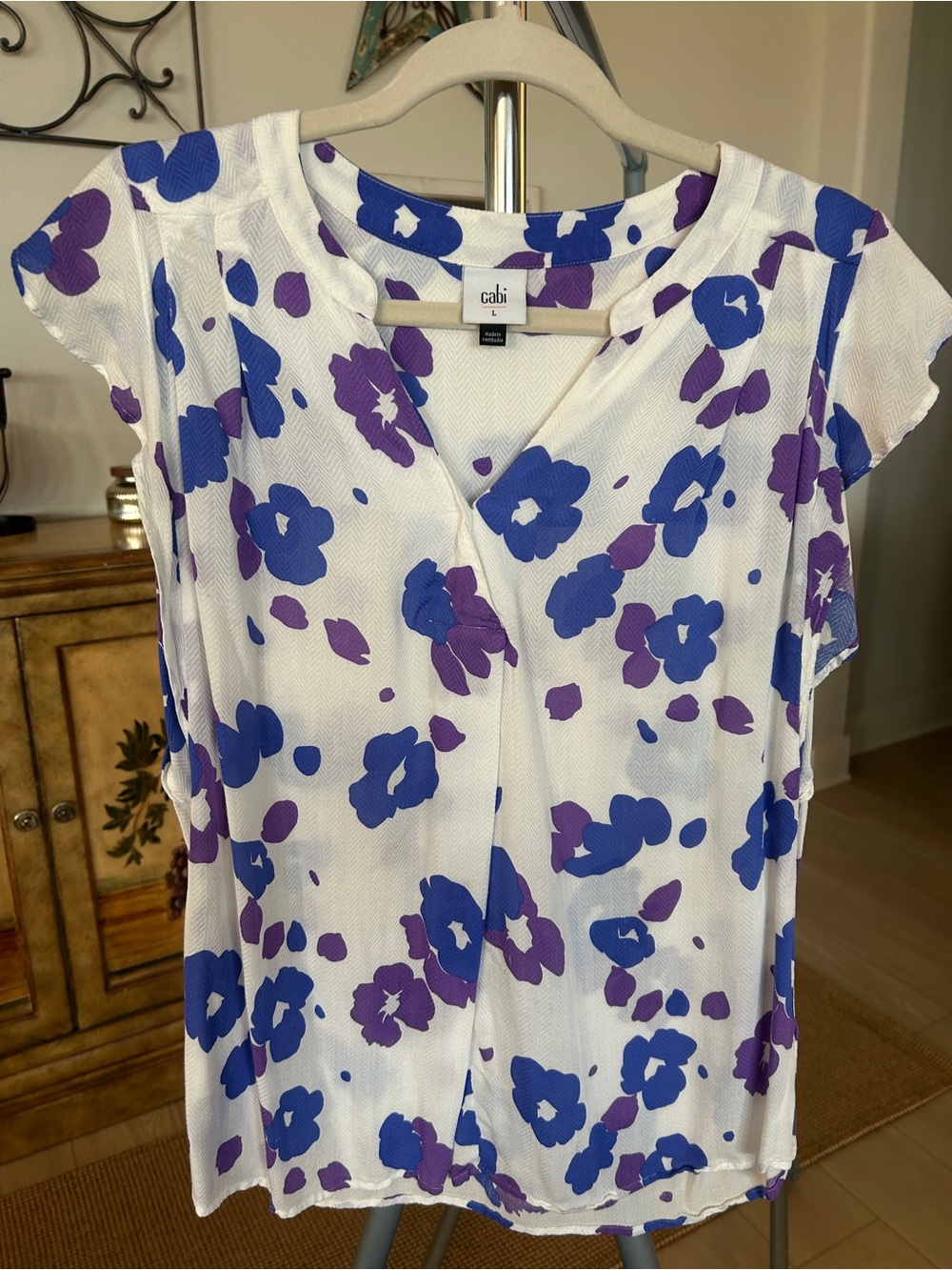 cabi Floral Violet Top